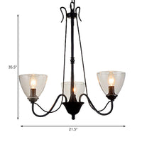 3/5/6-Light Tapered Chandelier Modern Black Clear Glass Pendant Light Fixture - Rebooters