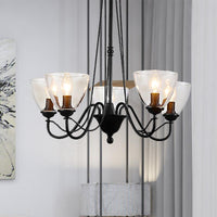 3/5/6-Light Tapered Chandelier Modern Black Clear Glass Pendant Light Fixture - Rebooters