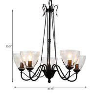 3/5/6-Light Tapered Chandelier Modern Black Clear Glass Pendant Light Fixture - Rebooters