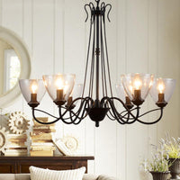 3/5/6-Light Tapered Chandelier Modern Black Clear Glass Pendant Light Fixture - Rebooters