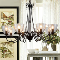 3/5/6-Light Tapered Chandelier Modern Black Clear Glass Pendant Light Fixture - Rebooters