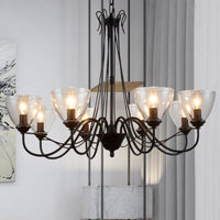 3/5/6-Light Tapered Chandelier Modern Black Clear Glass Pendant Light Fixture - Rebooters