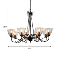 3/5/6-Light Tapered Chandelier Modern Black Clear Glass Pendant Light Fixture - Rebooters
