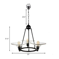 Black 3 Lights Chandelier Light Fixture Antique Clear Glass Cone Pendant Lamp - Rebooters