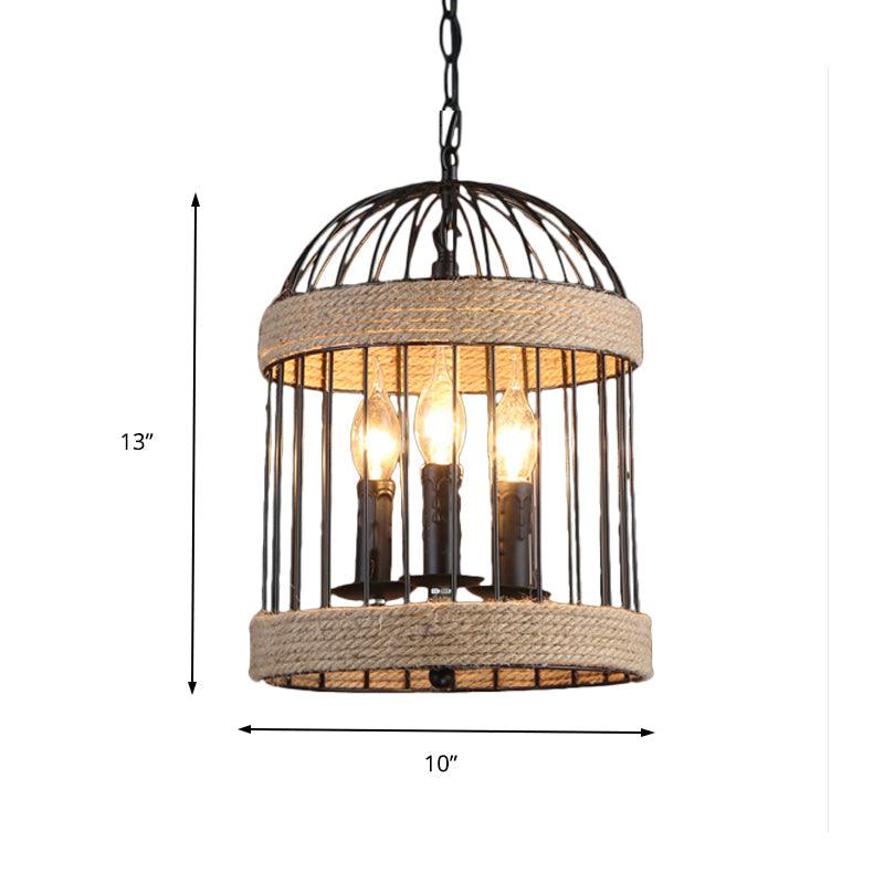 3 Bulbs Birdcage Ceiling Light Vintage Black Finish Lamp - Rebooters