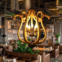 5 Heads Roped Cage Chandelier Lamp Vintage Brown Ceiling Fixture - Rebooters