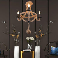 3 Heads Bowl Cage Hanging Light Country Style Brown Rope Lamp - Rebooters