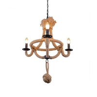 3 Heads Bowl Cage Hanging Light Country Style Brown Rope Lamp - Rebooters
