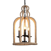 3 Heads Pendant Light Fixture Retro Style Birdcage Lamp Brown - Rebooters