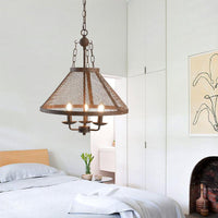 Antique Mesh Flared Pendant Light with Candle 3 Lights Lamp - Rebooters