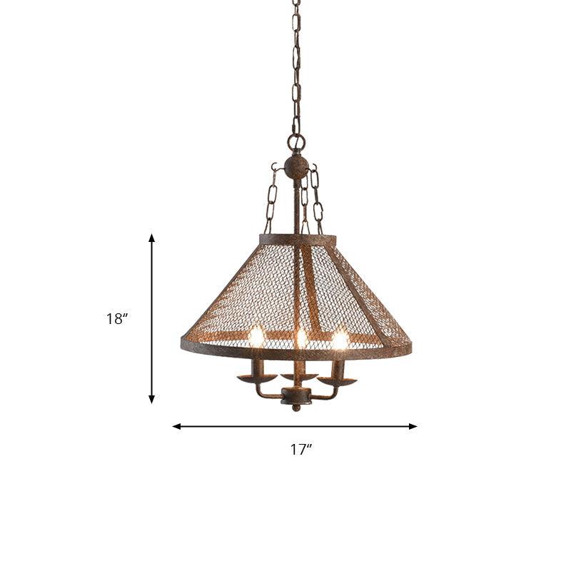 Antique Mesh Flared Pendant Light with Candle 3 Lights Lamp - Rebooters