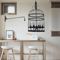 3/6 Bulbs Bird Cage Hanging Light with Candle Black Chandelier - Rebooters