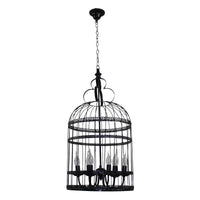 3/6 Bulbs Bird Cage Hanging Light with Candle Black Chandelier - Rebooters