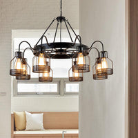 6/8 Heads Bell Hanging Lamp with Cage Style Frame Chandelier - Rebooters