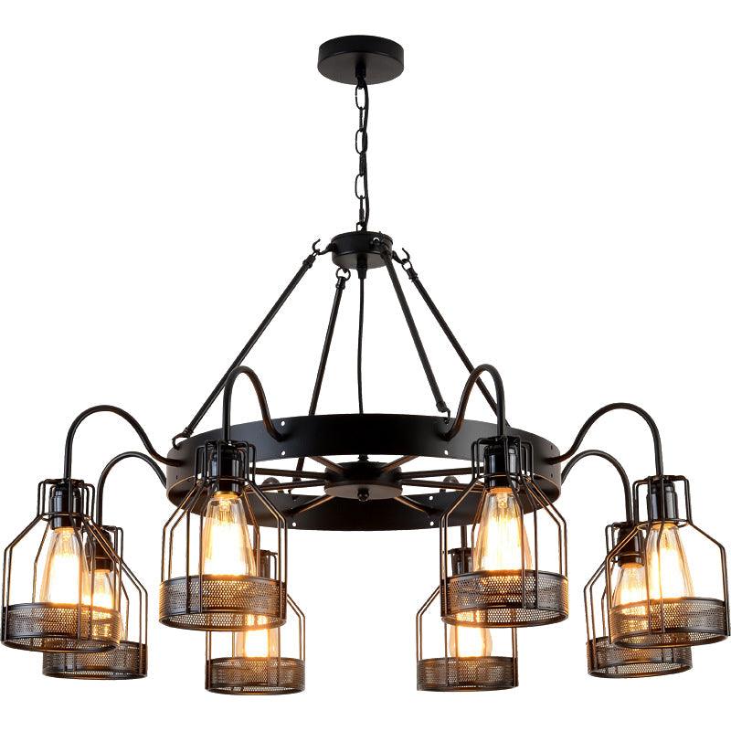6/8 Heads Bell Hanging Lamp with Cage Style Frame Chandelier - Rebooters