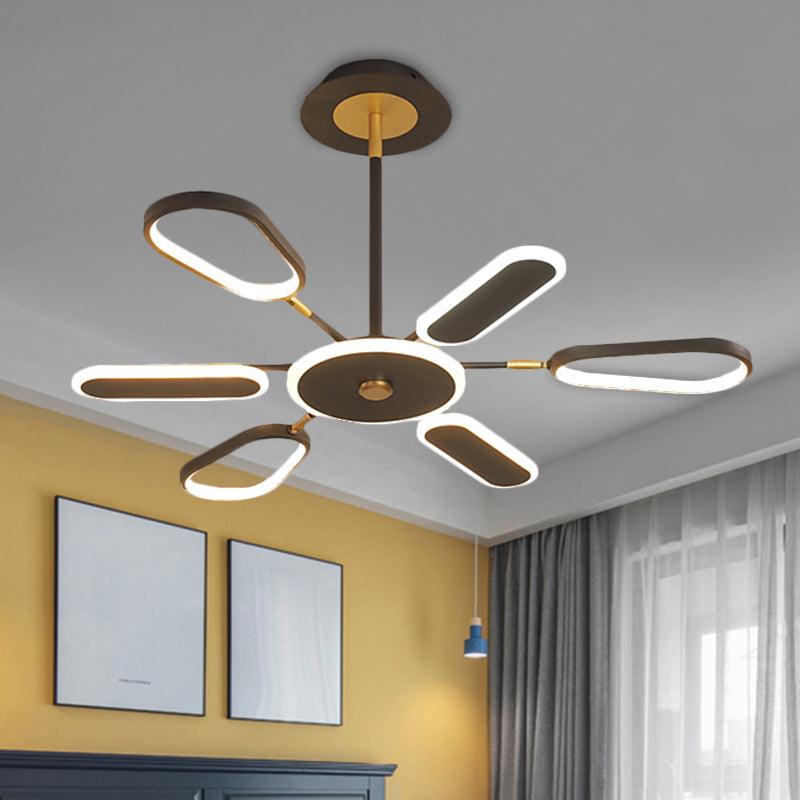 6/8 Bulbs Bedroom Chandelier Lamp Minimalist Black Ceiling Light - Rebooters