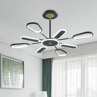 6/8 Bulbs Bedroom Chandelier Lamp Minimalist Black Ceiling Light - Rebooters