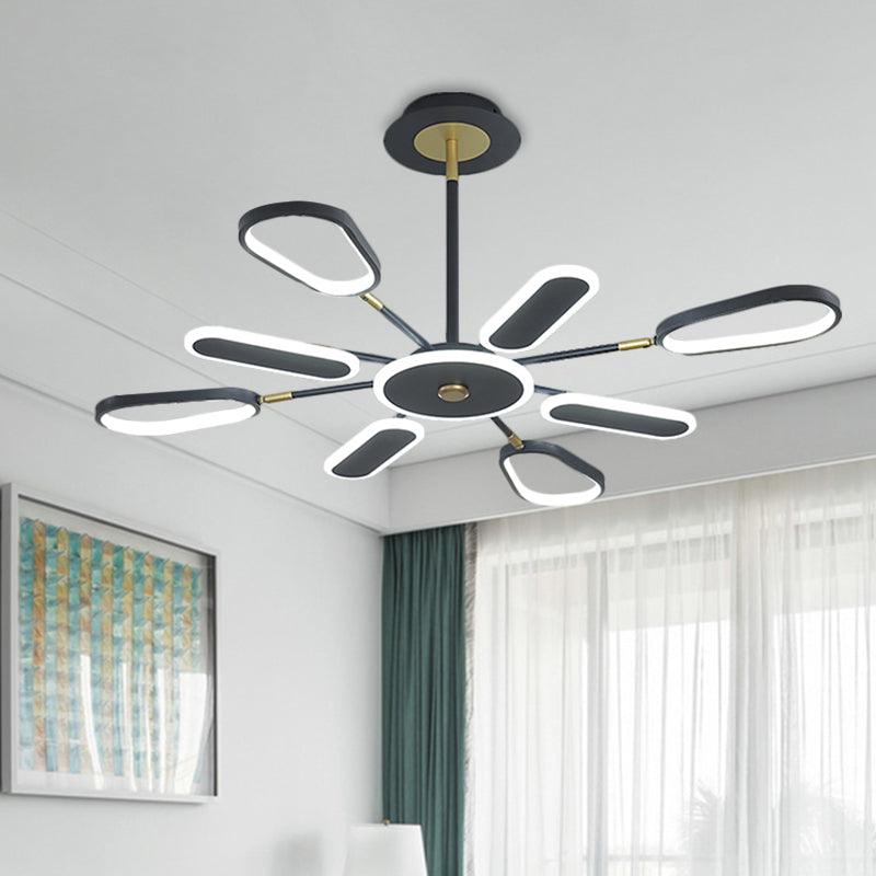 6/8 Bulbs Bedroom Chandelier Lamp Minimalist Black Ceiling Light - Rebooters