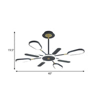 6/8 Bulbs Bedroom Chandelier Lamp Minimalist Black Ceiling Light - Rebooters