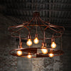 Drum Restaurant Pendant Light Metal Nine Lights Antique Stylish Chandelier in Rust - Rebooters