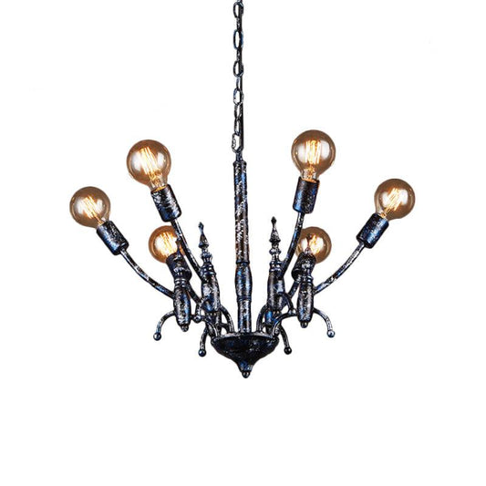Bare Bulb Dining Room Chandelier Metallic Multi Head Vintage - Rebooters