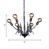 Bare Bulb Dining Room Chandelier Metallic Multi Head Vintage - Rebooters