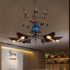 Villa Horn Shade Chandelier Metallic 6 Bulbs Classic Style Pendant Light in Rust - Rebooters