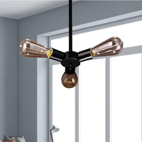 3/4/5 Lights Bare Bulb Chandelier Light Vintage Black Finish - Rebooters