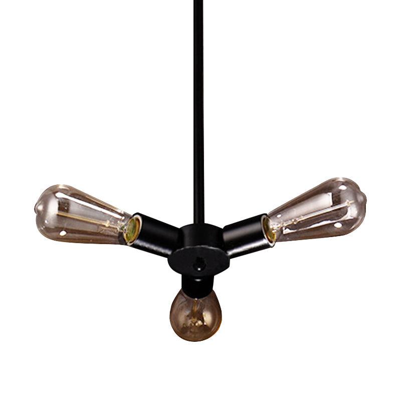 3/4/5 Lights Bare Bulb Chandelier Light Vintage Black Finish - Rebooters