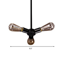 3/4/5 Lights Bare Bulb Chandelier Light Vintage Black Finish - Rebooters