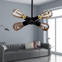 3/4/5 Lights Bare Bulb Chandelier Light Vintage Black Finish - Rebooters