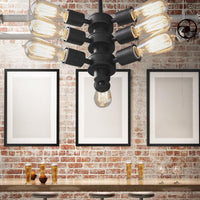 3/4/5 Lights Bare Bulb Chandelier Light Vintage Black Finish - Rebooters