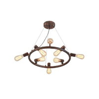 8/12 Lights Circular Hanging Light with Open Bulb Chandelier - Rebooters