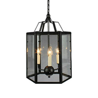 3-Light Clear Glass Hanging Chandelier Vintage Black/White - Rebooters