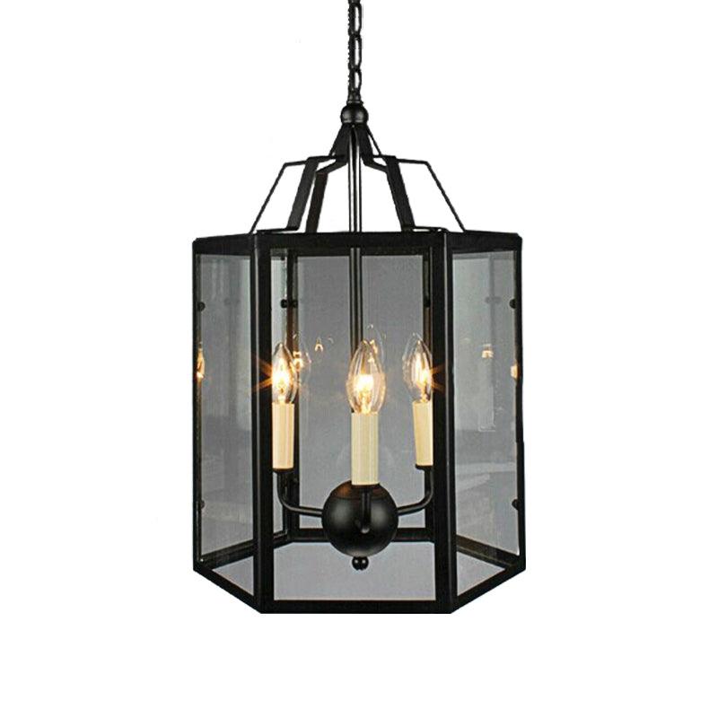 3-Light Clear Glass Hanging Chandelier Vintage Black/White - Rebooters