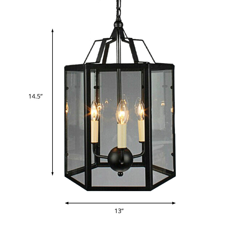 3-Light Clear Glass Hanging Chandelier Vintage Black/White - Rebooters