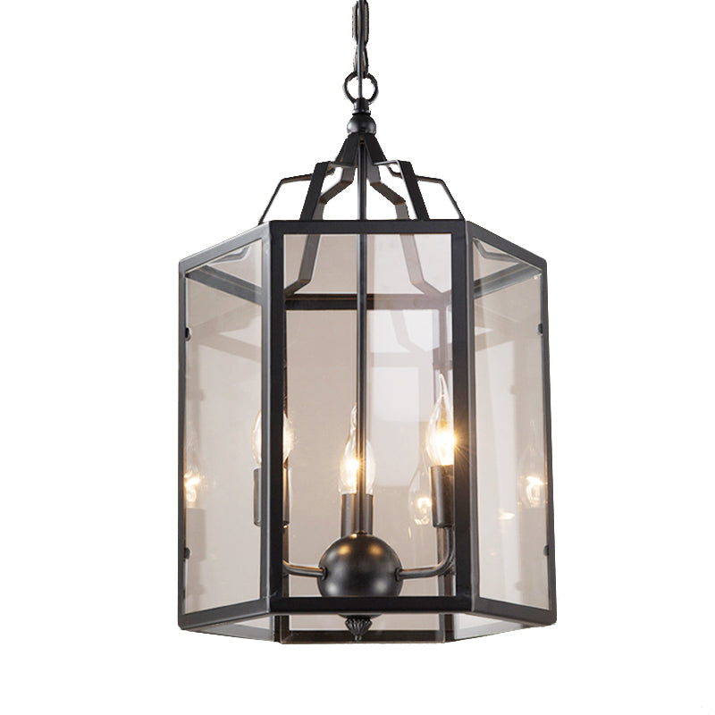 3-Light Clear Glass Hanging Chandelier Vintage Black/White - Rebooters