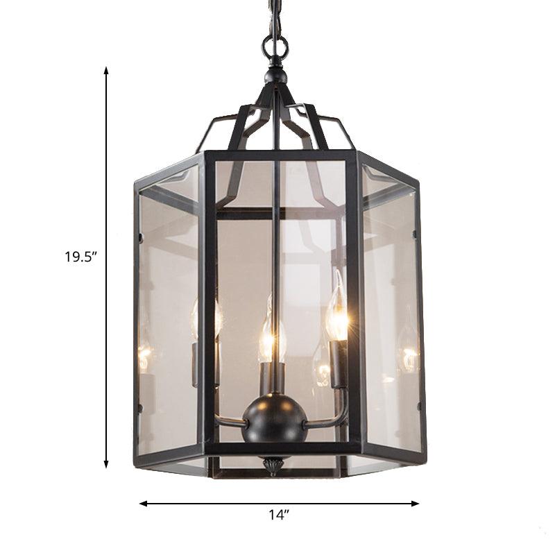 3-Light Clear Glass Hanging Chandelier Vintage Black/White - Rebooters