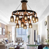 4 Lights Ring Hanging Light with Mesh Shade for Foyer - Rebooters