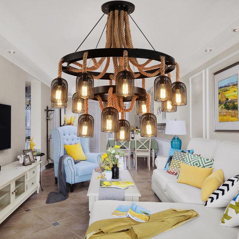 4 Lights Ring Hanging Light with Mesh Shade for Foyer - Rebooters