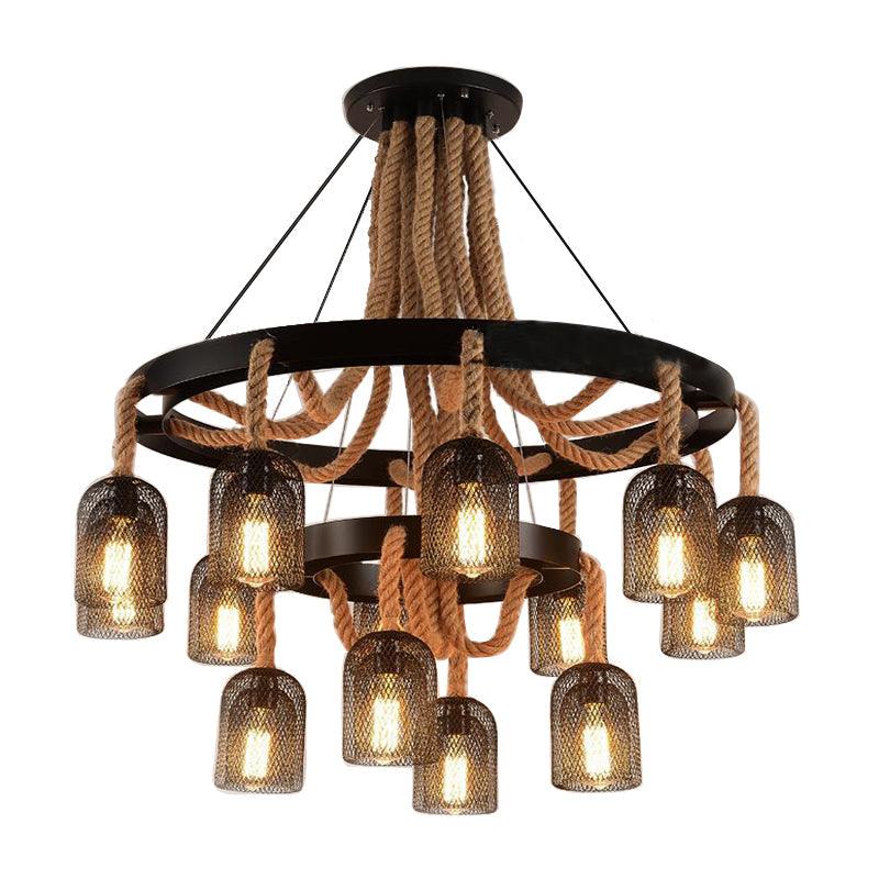 4 Lights Ring Hanging Light with Mesh Shade for Foyer - Rebooters