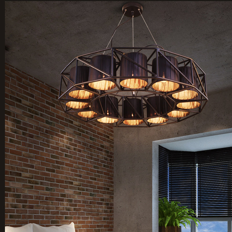 Black Multi-light Chandeliers Metal Round Vintage Fixtures - Rebooters