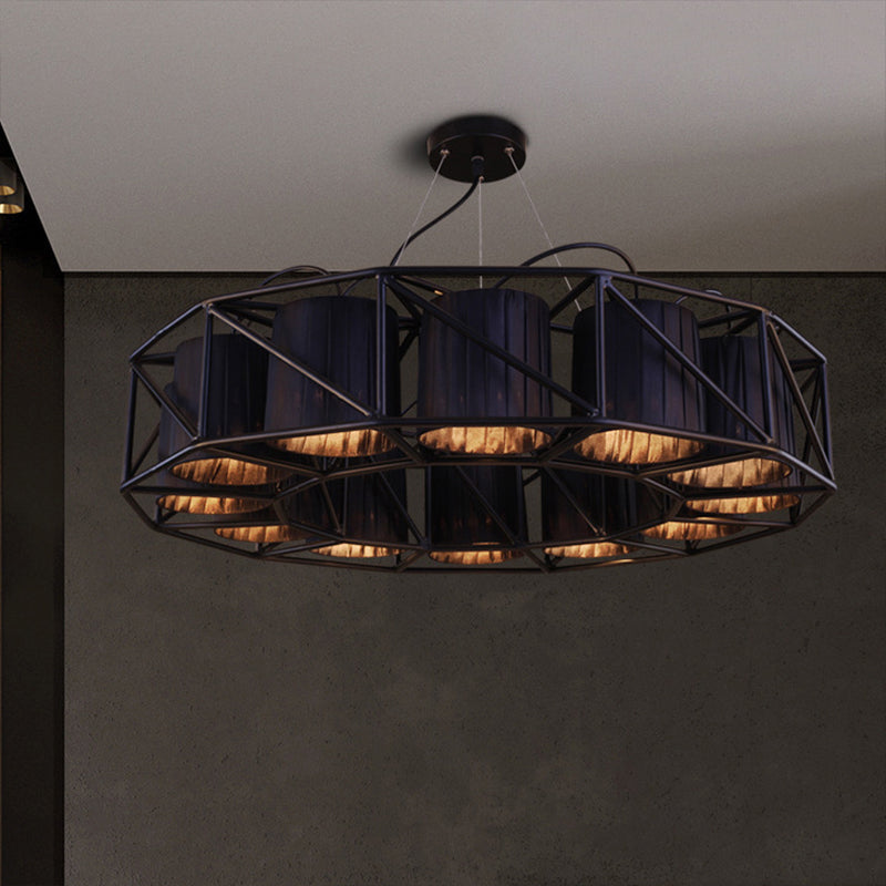 Black Multi-light Chandeliers Metal Round Vintage Fixtures - Rebooters