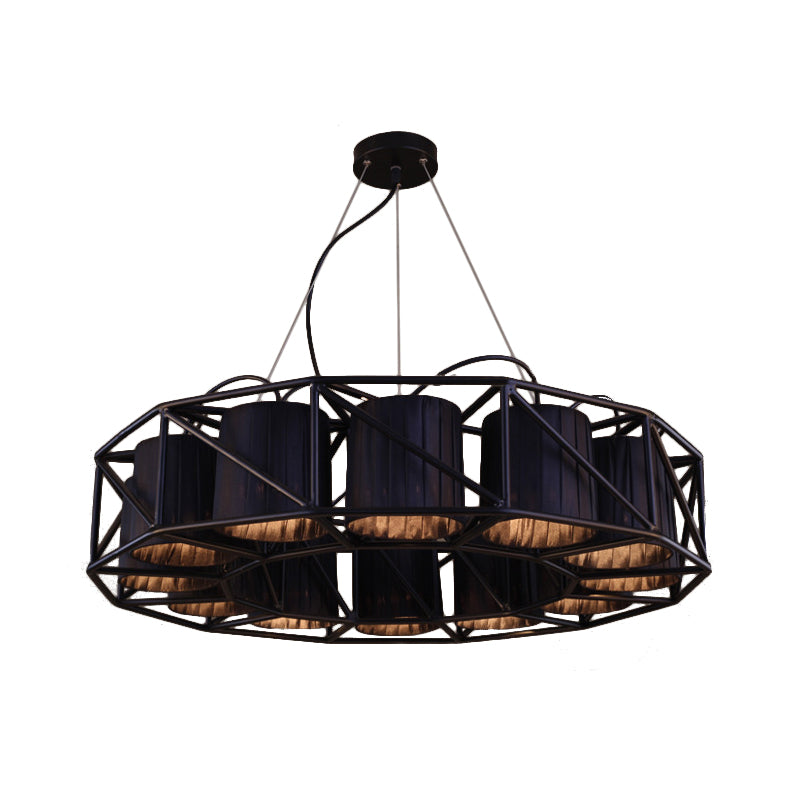 Black Multi-light Chandeliers Metal Round Vintage Fixtures - Rebooters