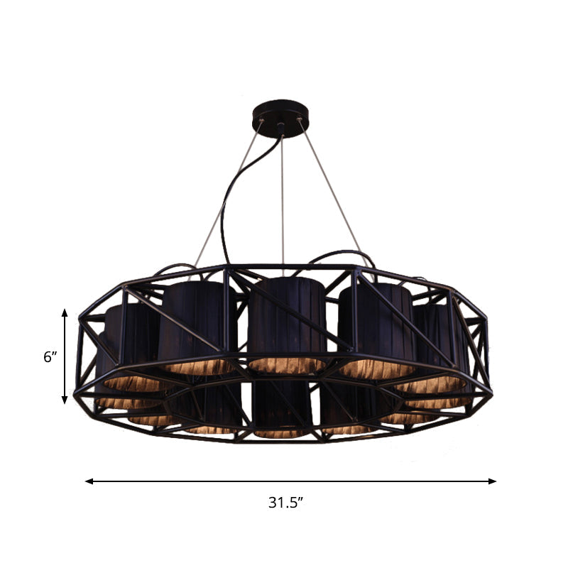 Black Multi-light Chandeliers Metal Round Vintage Fixtures - Rebooters