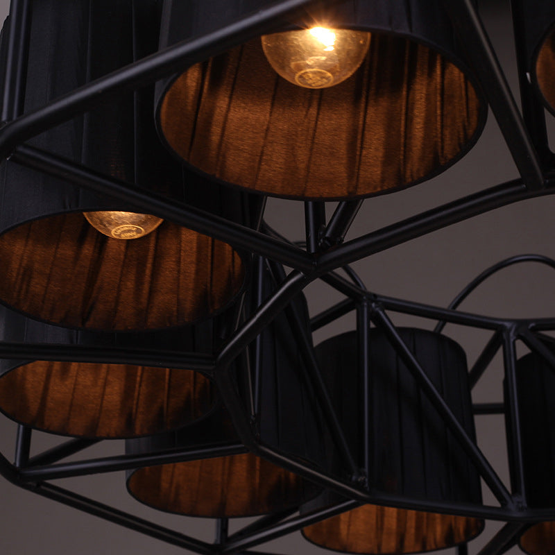 Black Multi-light Chandeliers Metal Round Vintage Fixtures - Rebooters