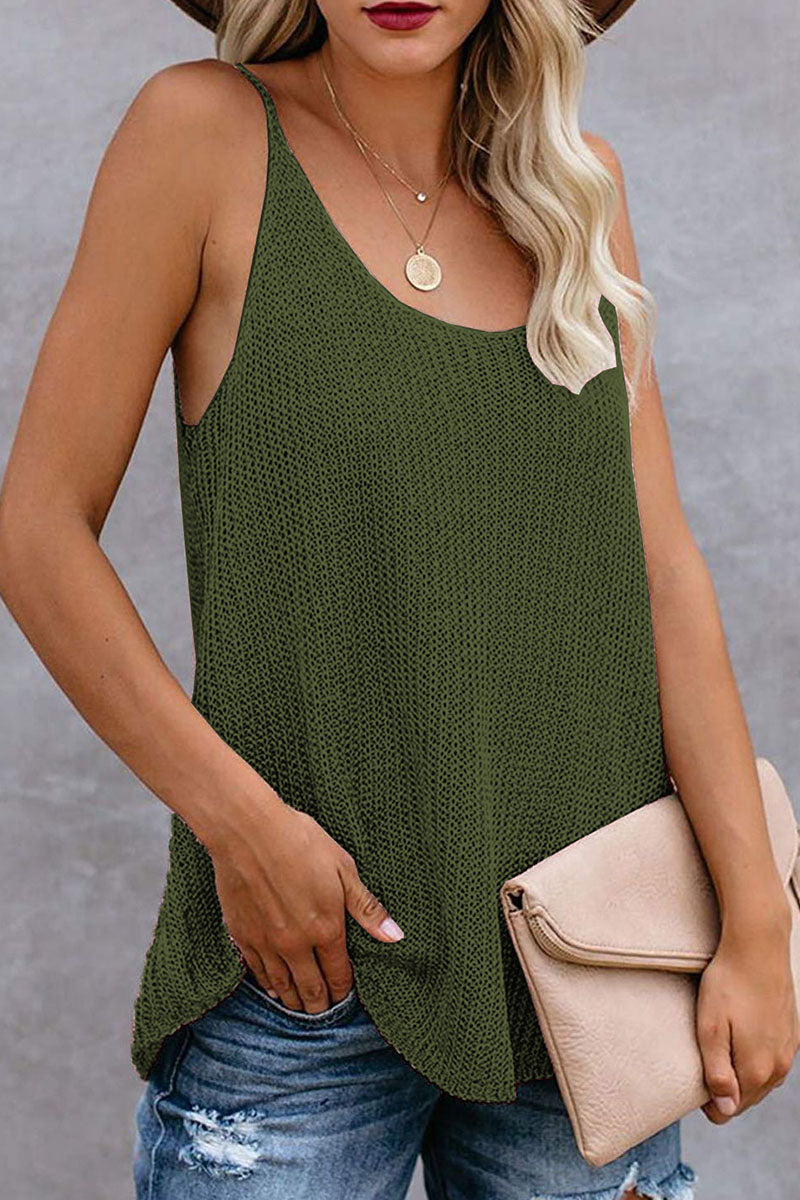 Women's Knitted Striped U-Neck Sleeveless Top for Summer - Rebooters