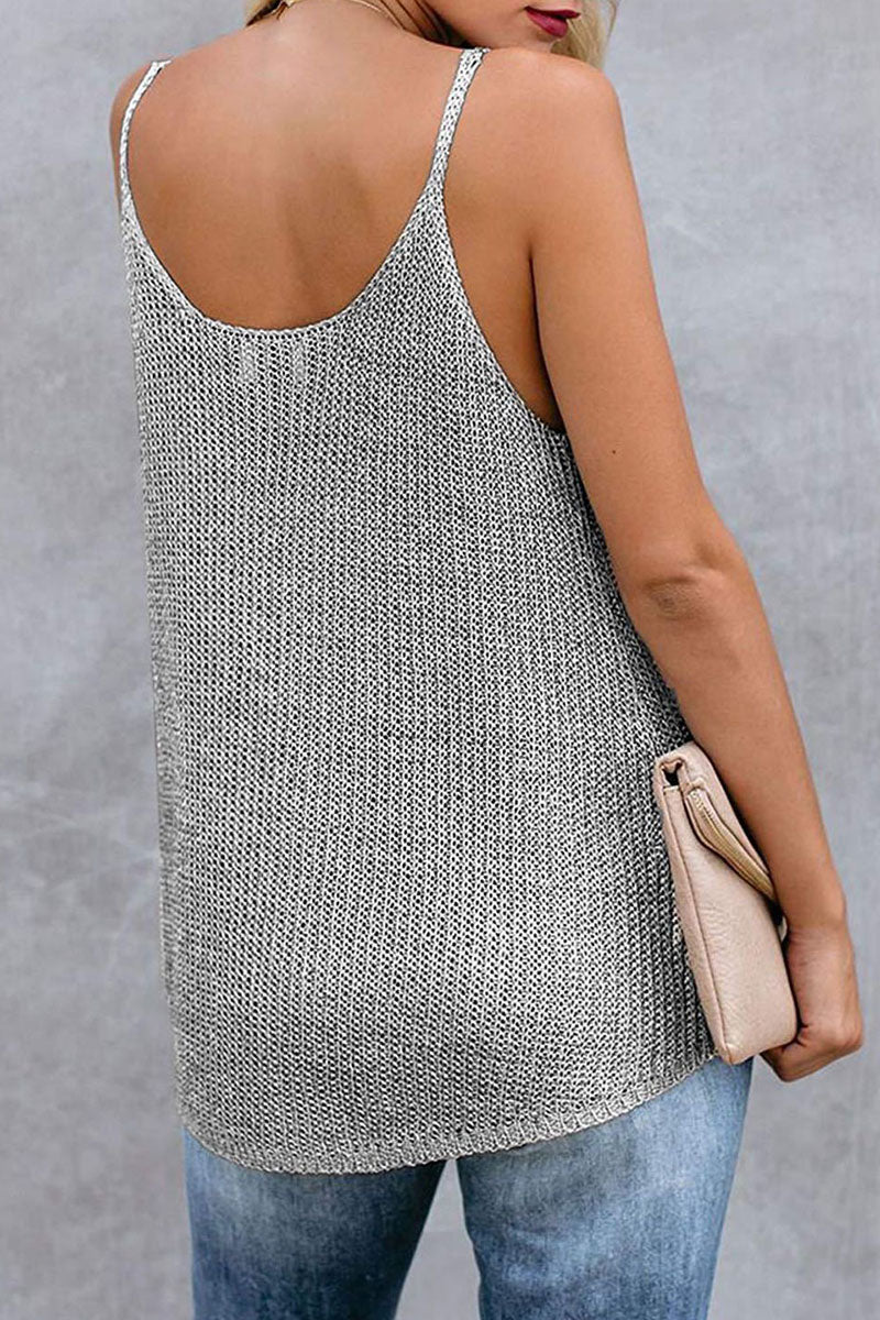 Women's Knitted Striped U-Neck Sleeveless Top for Summer - Rebooters