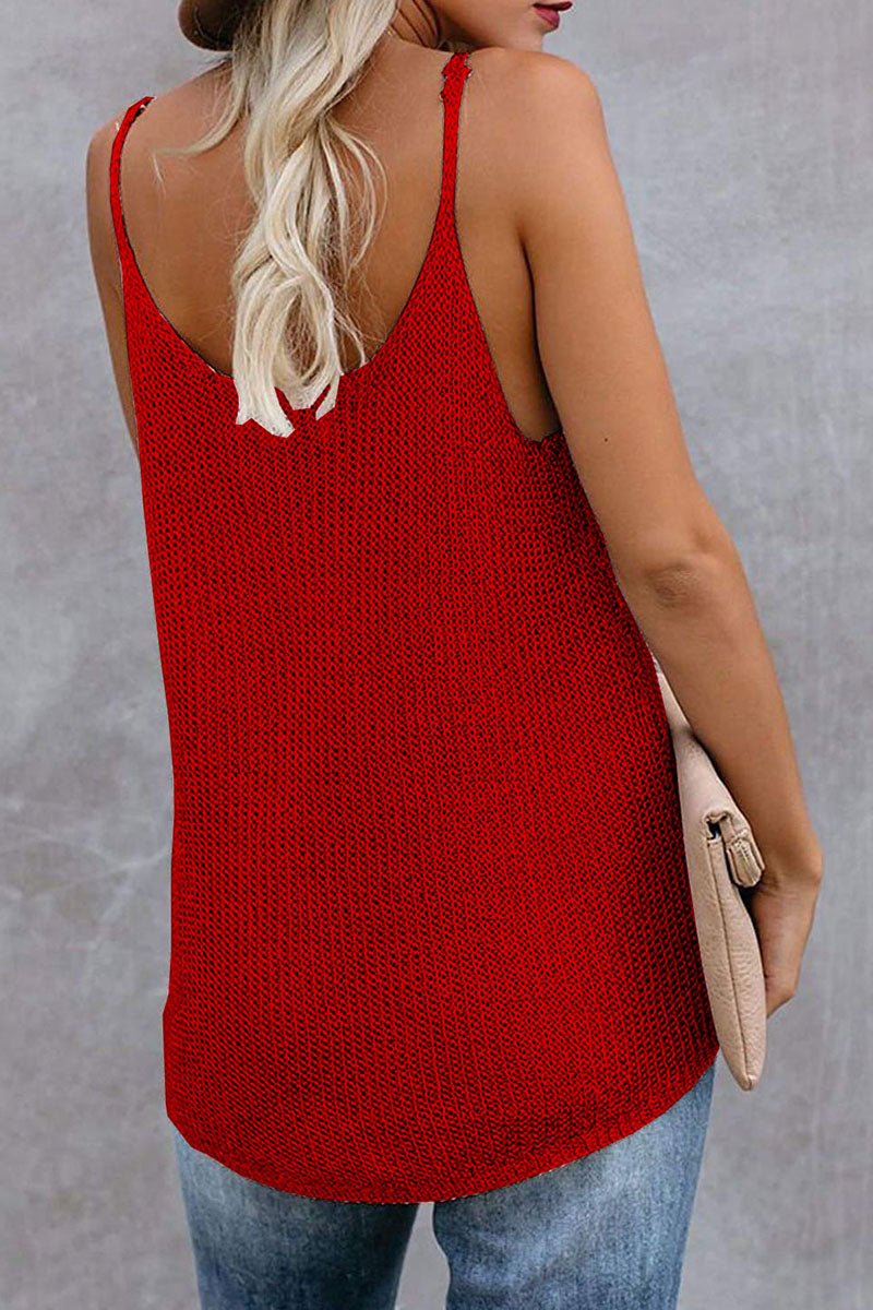 Women's Knitted Striped U-Neck Sleeveless Top for Summer - Rebooters