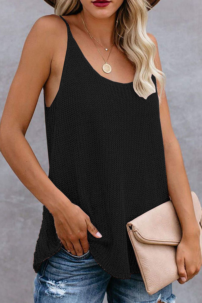 Women's Knitted Striped U-Neck Sleeveless Top for Summer - Rebooters